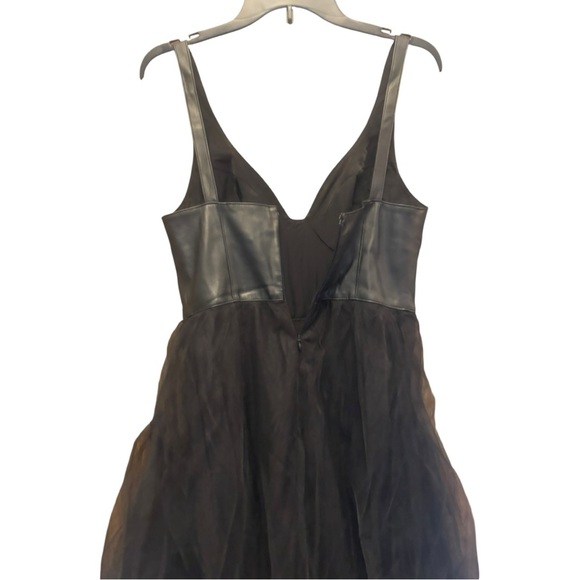Anthropologie Black Leather and Tulle Dress Size For (4) - Picture 10 of 12